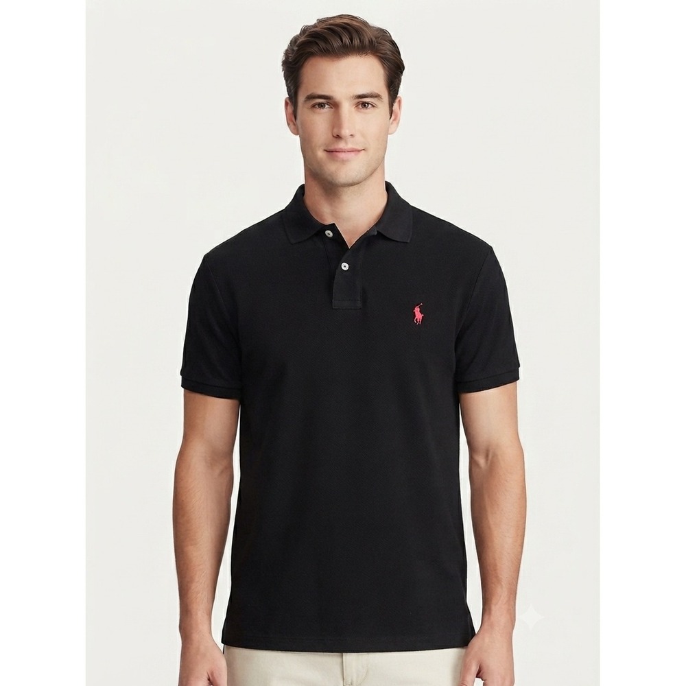 NWOT Polo Ralph Lauren Classic Fit Black Polo Shirt Men's Large Red Pony Logo